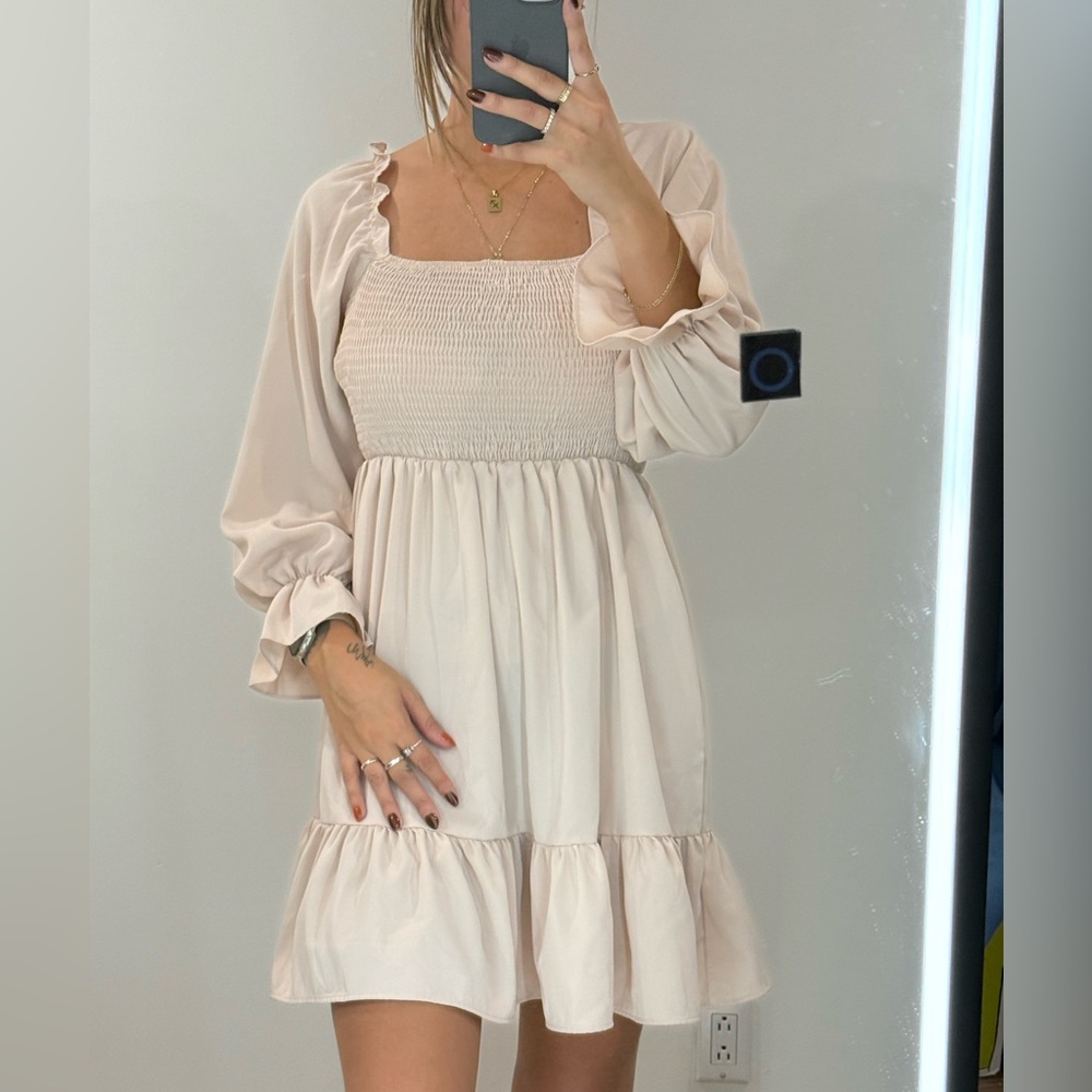 SHEIN Cream Long Sleeve Dress - Picture 2 of 2